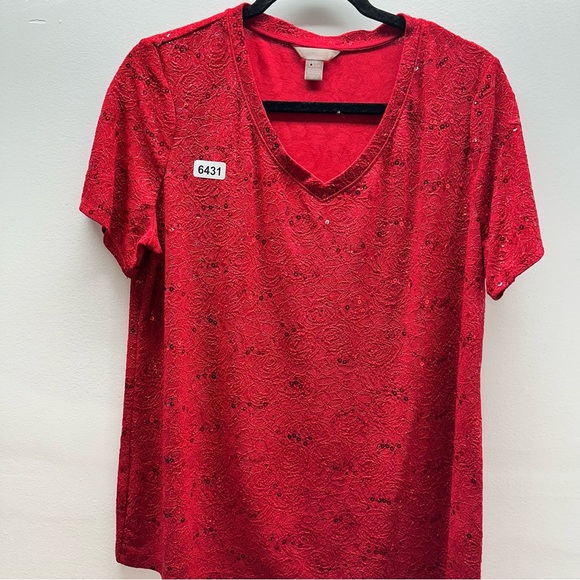 White stag large 12-14 red sequin. 21p2p. 26” length  no flaws - Picture 1 of 6